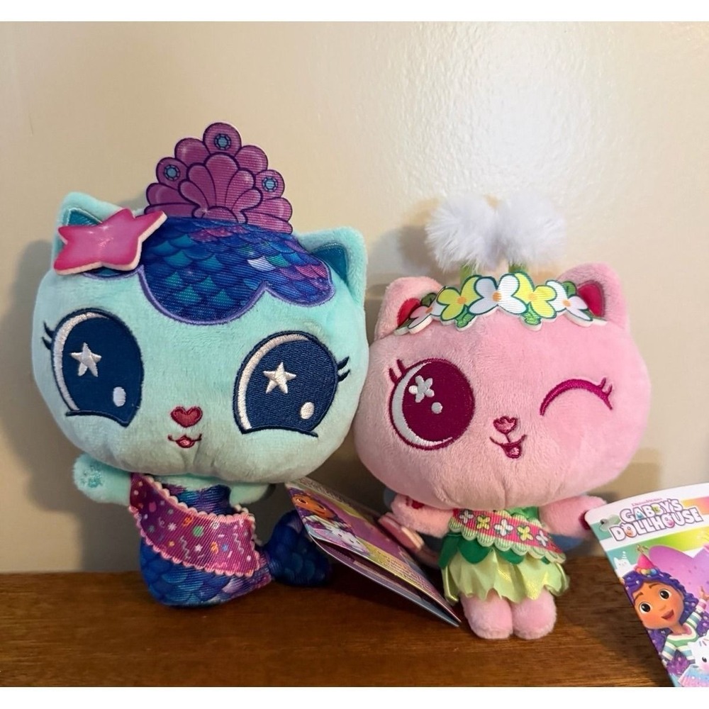 Gabby's Dollhouse - Purr-ific Party Plush Kitty Fairy & Mercat NWT